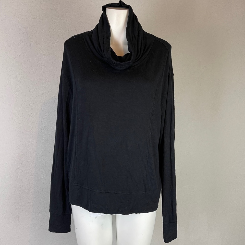 Athleta Black Cowl Neck Long Sleeve Pullover Top